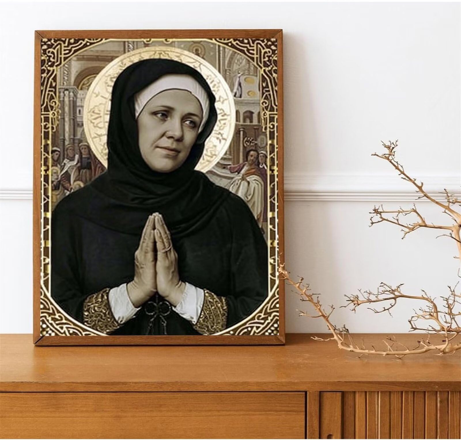 Malen Nach Zahlen Erwachsene Nonne DIY Ölgemälde Leinwand Set mit Pinsel und Acrylpigment für Frauen Home Deko Geburtstag Weihnachten Geschenk - Orthodox 60x80cm (mit Rahmen)