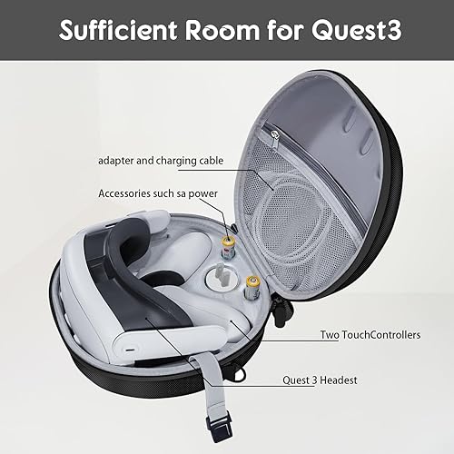 Miniatura 2 de Succlin Estuche rígido de transporte para Quest 3, estuche de viaje para auriculares de realidad virtual para accesorios Quest 3, adecuado para