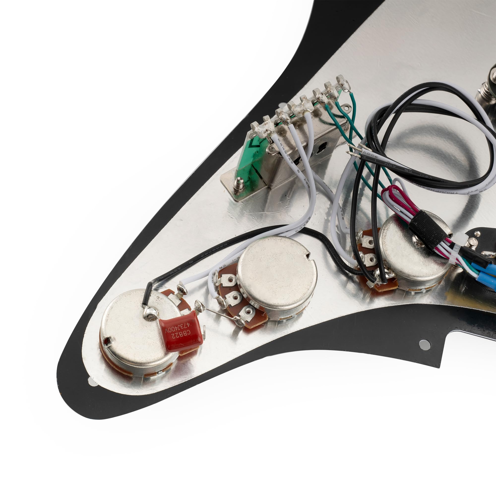 Musiclily Pro-SE ST-DPHC SSS Battipenna Precablato Pickguard 3 strati Nero | con Mini Rail Humbucker Ceramico, per Chitarra Elettrica tipo Strat