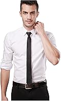 Landisun Solid Black Skinny Tie for Men & Women - Slim 2" Microfiber Necktie, 59" Long, Soft Satin Finish