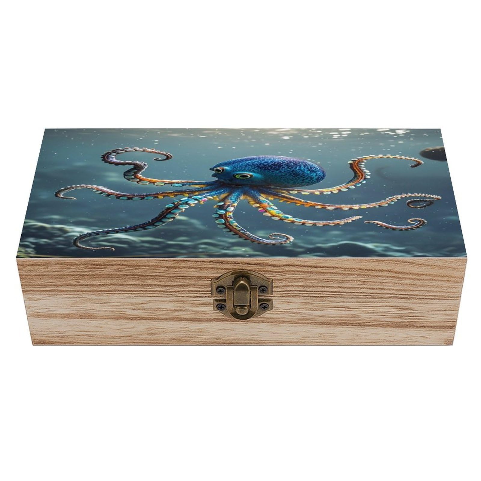 FekiLoot Octopus Wooden Box with Hinged Lid Vintage Storage Box Beautifully Keepsake Boxes Jewellery Organiser & Trinket Holder Unique Gift Ideas for Men & Women