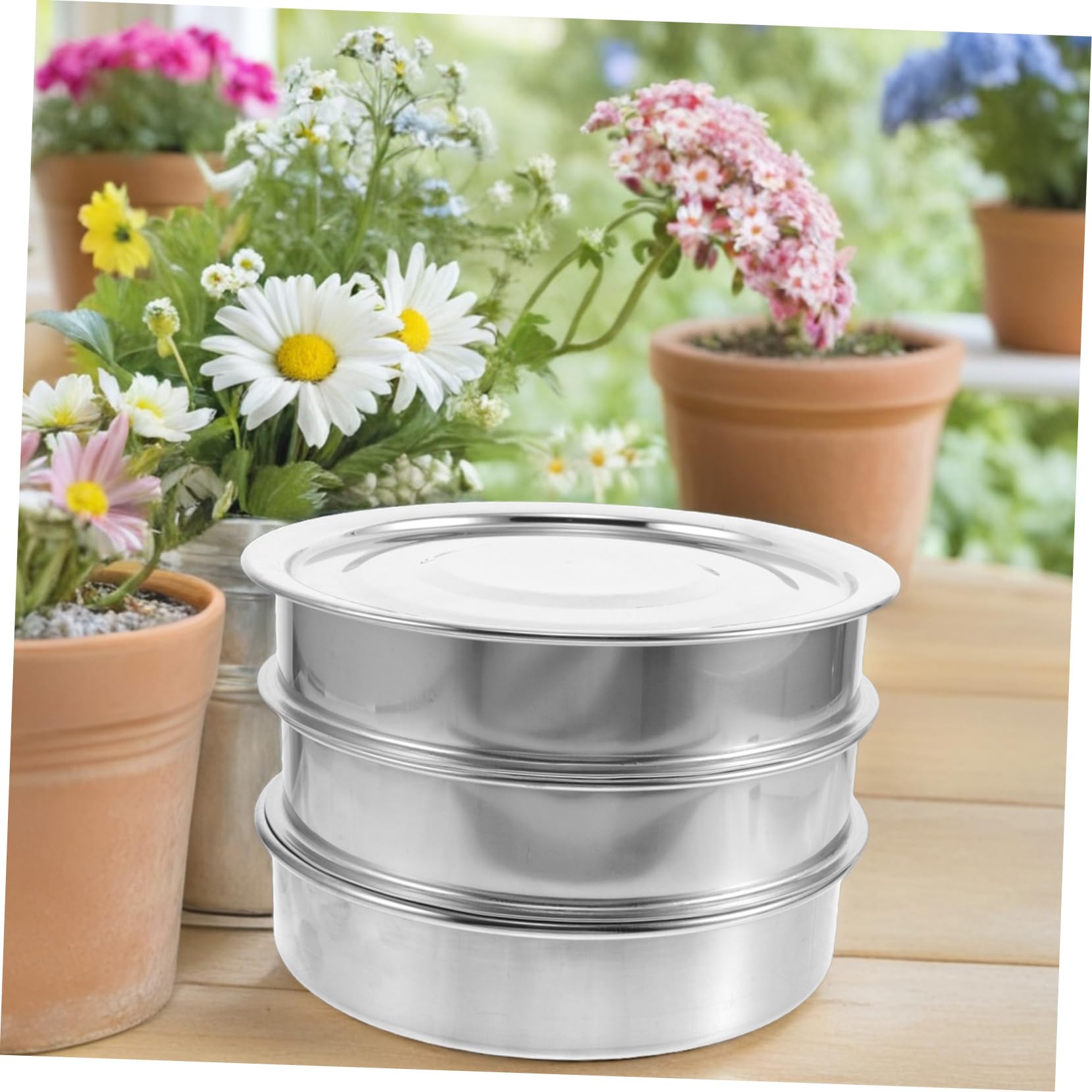 Yardwe 1 Juego Kit de Germinación Inoxidable Apilable con Tapa para de Alfalfa Frijoles y de Trigo Bandejas y Tapa para Casa y Comercial
