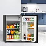 Compact Mini Réfrigérateur avec congélateur 3.2 Cu.ft - Contrôle de la température en double zone, porte simple, 7 Paramètres réglables, étagères amovibles, silencieux & EnergEfficient - Idéal pour Chambre, Bureau, Dortoir, Noir