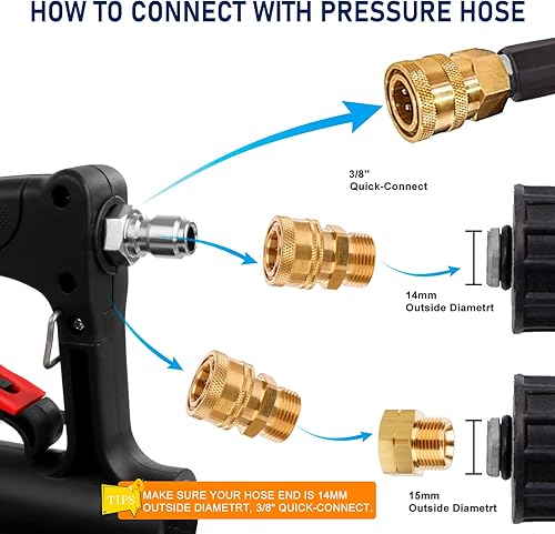 Miniatura 4 de Vara de Extensión para Hidrolavadora de 24 Pies, Poste de Extensión para Hidrolavadora con Extensión de Canaleta, y 5 Puntas de Boquilla