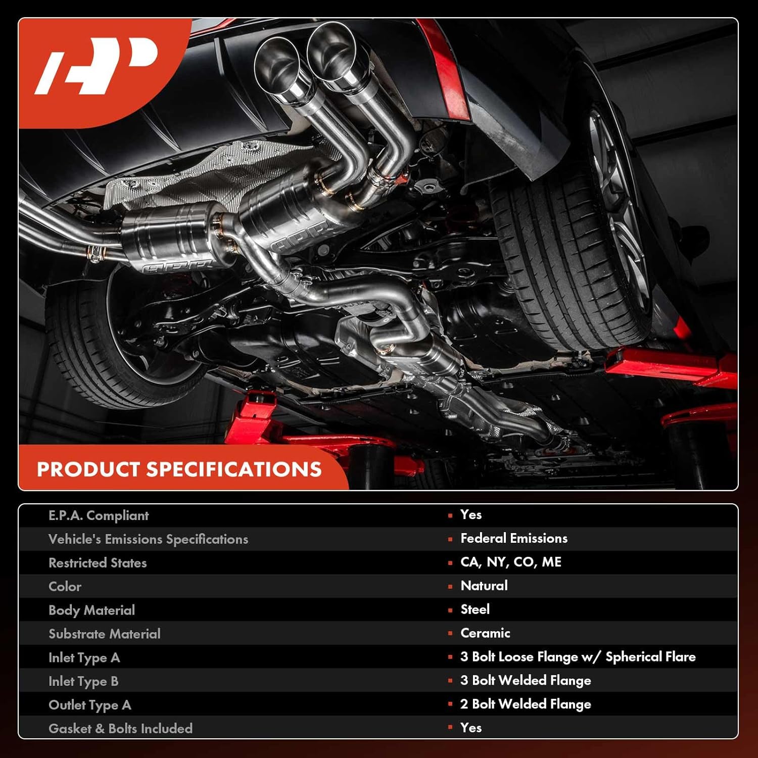 A-Premium Catalytic Converter Kit Direct-Fit Compatible with Chevy, GMC & Cadillac Models - Avalanche, Silverado, Tahoe, Sierra, Yukon, Escalade - 2007-2008 - 4.3L 4.8L 5.3L 6.0L - EPA Compliant