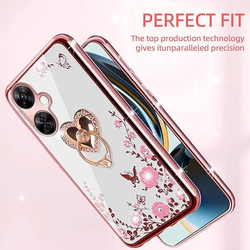 Miniatura 7 de Funda protectora para OnePlus Nord N30 5G, CE 3 Lite 5G para mujer, con purpurina, cristal suave, mariposa, corazón, floral, transparente, funda