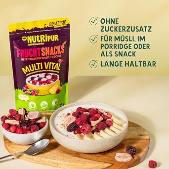 Multi Vital Freeze-Dried Fruit Mix 100 g Fruit Snacks I Dried Berries and Fruits Unsugared I Mix of Raspberries Blackberries Pineapple Cranberries and Bananas I 100% Fruit
