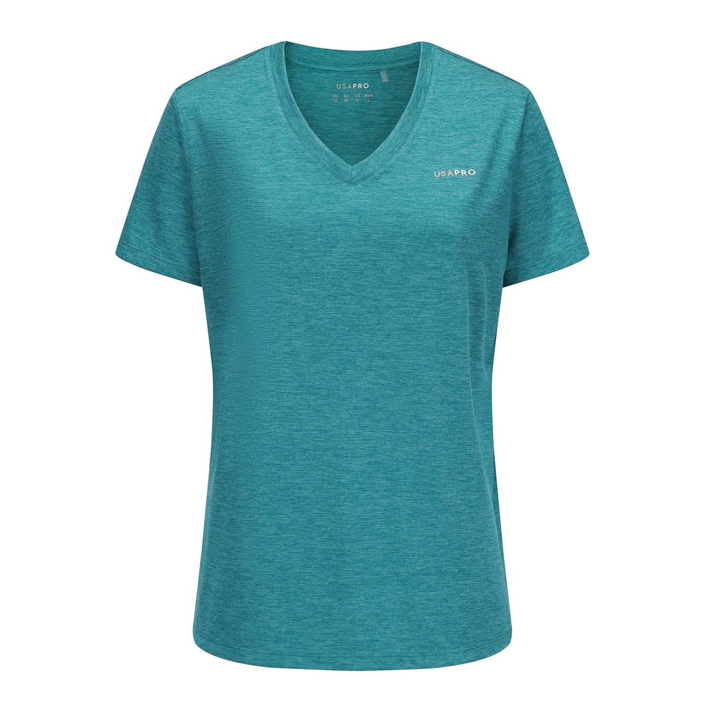 Usa Pro Women's Tech V-Neck T Shirt Teal Size 14