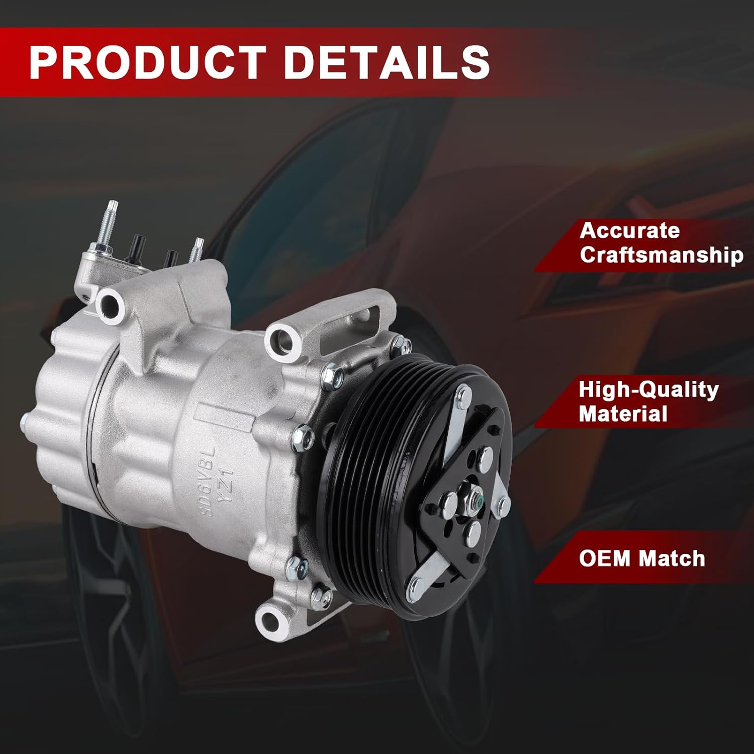 AC Compressor with Clutch Compatible with 2007-2016 Mini Cooper, 2011-2016 Cooper Countryman, 2013-2016 Cooper Paceman, Replace 98581 64529223392