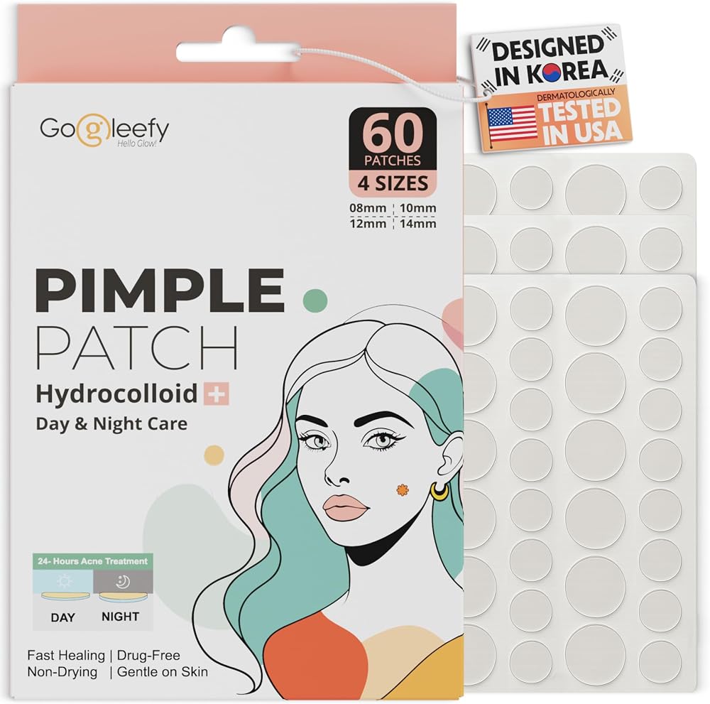 Pimple Patches for Face – Day & Night Acne Patches for Fast Healing, Skin Clarity – Invisible Hydrocolloid Patches, Waterproof Spot Treatment – All Skin Types Zit Patches of 60/120/180