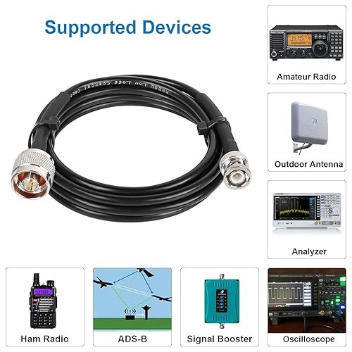 Miniatura 5 de Cable N a BNC de 6 pies, RG58 de baja pérdida N macho a BNC macho cable coaxial, RG58 N BNC Cable de puente de extensión para antena, radio RF,