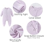 MAMIMAKA Baby Boy Girls Clothes 2-Way Zip Footed Long Sleeve Cotton Newborn Caps and Scratch Mittens Set