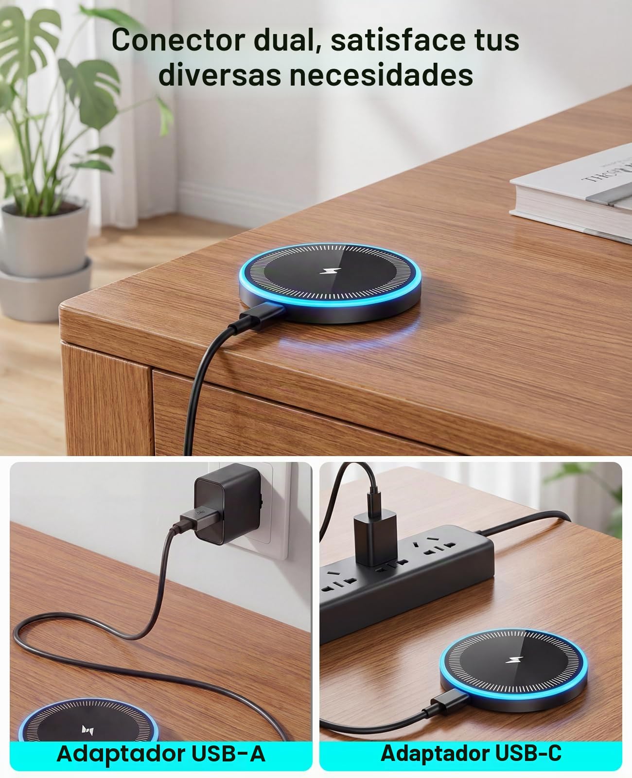 Cargador inalámbrico Samsung magnético de 6 pies, Almohadilla de Carga rápida con Puertos USB-C/A para Samsung Galaxy S26 S25 Ultra/S24 FE/S23 Ultra/S22/S21/Z Google Pixel 9-7, tecnología de imán