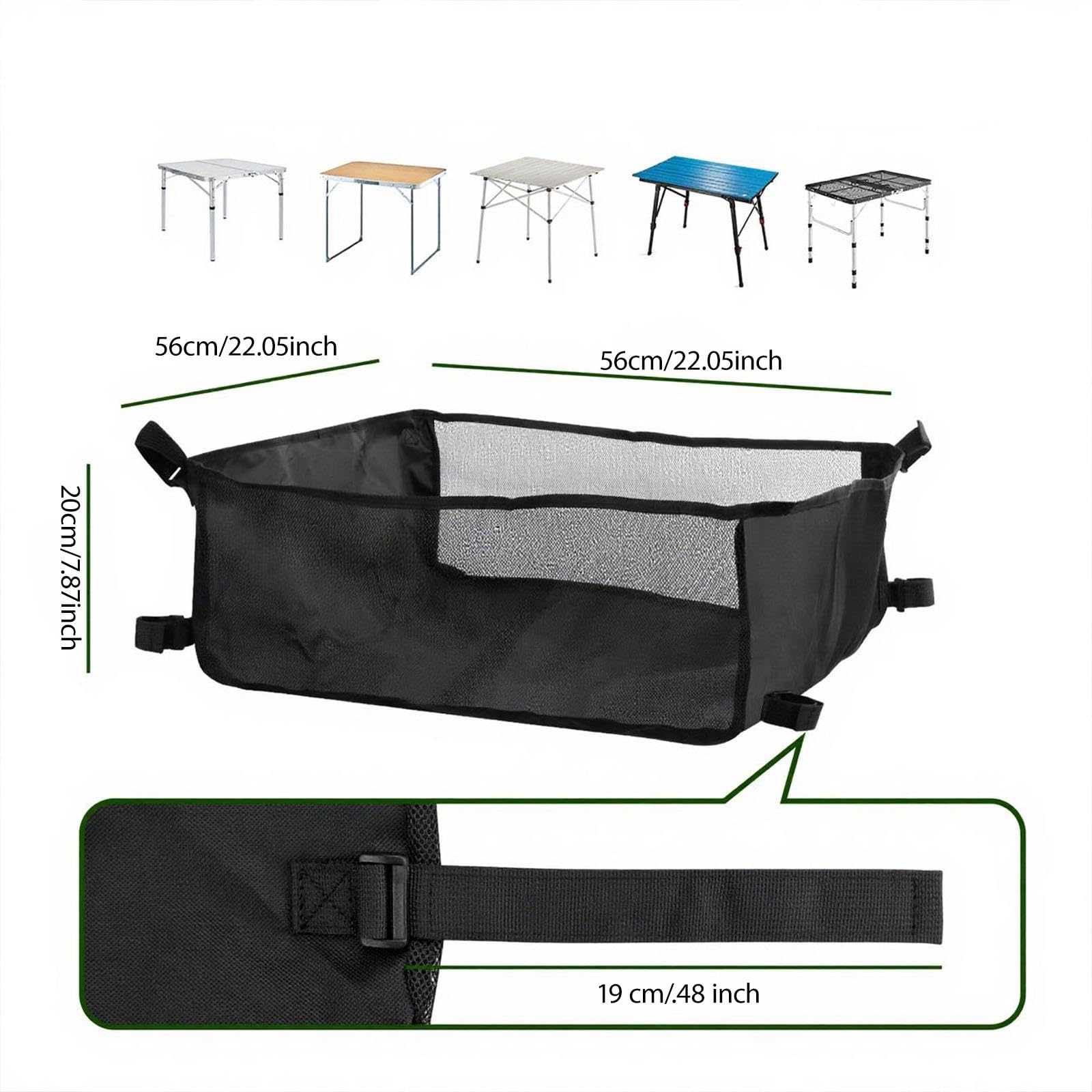 Borsa portaoggetti pieghevole da campeggio, 56 x 56 x 20 cm, in rete, per attrezzi all'aperto, escursionismo, picnic e viaggi, accessorio essenziale portatile per avventurieri