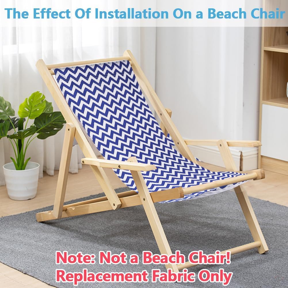 GORGECRAFT 120X43cm Beach Sling Chair Replacement Canvas Outdoor Chairs Cloth Replacements Blue Portable Reclining Patio Folding Chair Fabric for Summer Sunbathing Garden Courtyard Beach Relaxation - Image 4