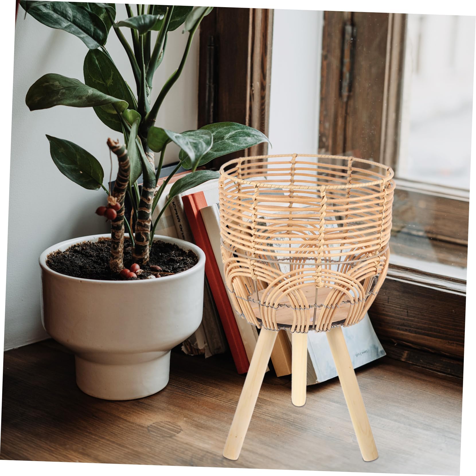 BESTonZON Pot De Fleurs Bambou Panier De Rangement Support De Jardinière pour Maison Pot De Fleurs Bambou Tressé
