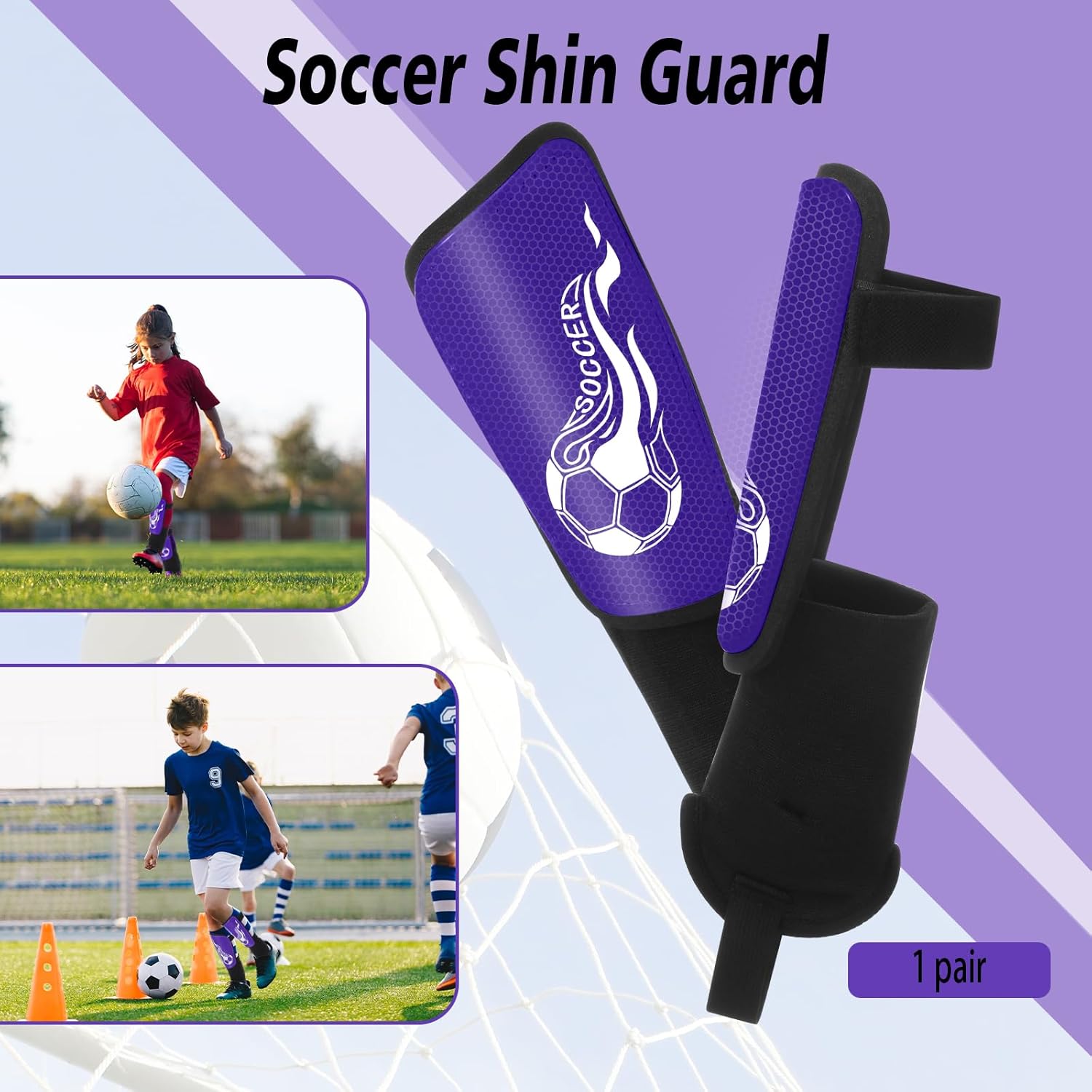 Soccer Shin Guards and Socks Kids Youth Lightweight Soccers Pads Defender with Ankle Protection Ski Shin Guards Football Equipment for Age 4-14 Toddler Boy Girl - Image 5