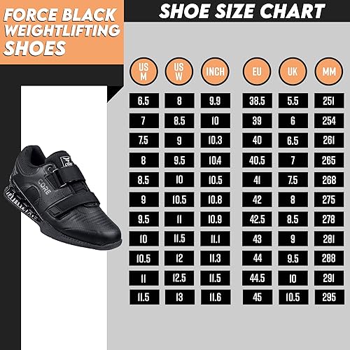 Miniatura 2 de CORE Zapatos de levantamiento de pesas Force Black - Zapatos de sentadillas para hombres y mujeres - Zapatos de levantamiento de pesas para