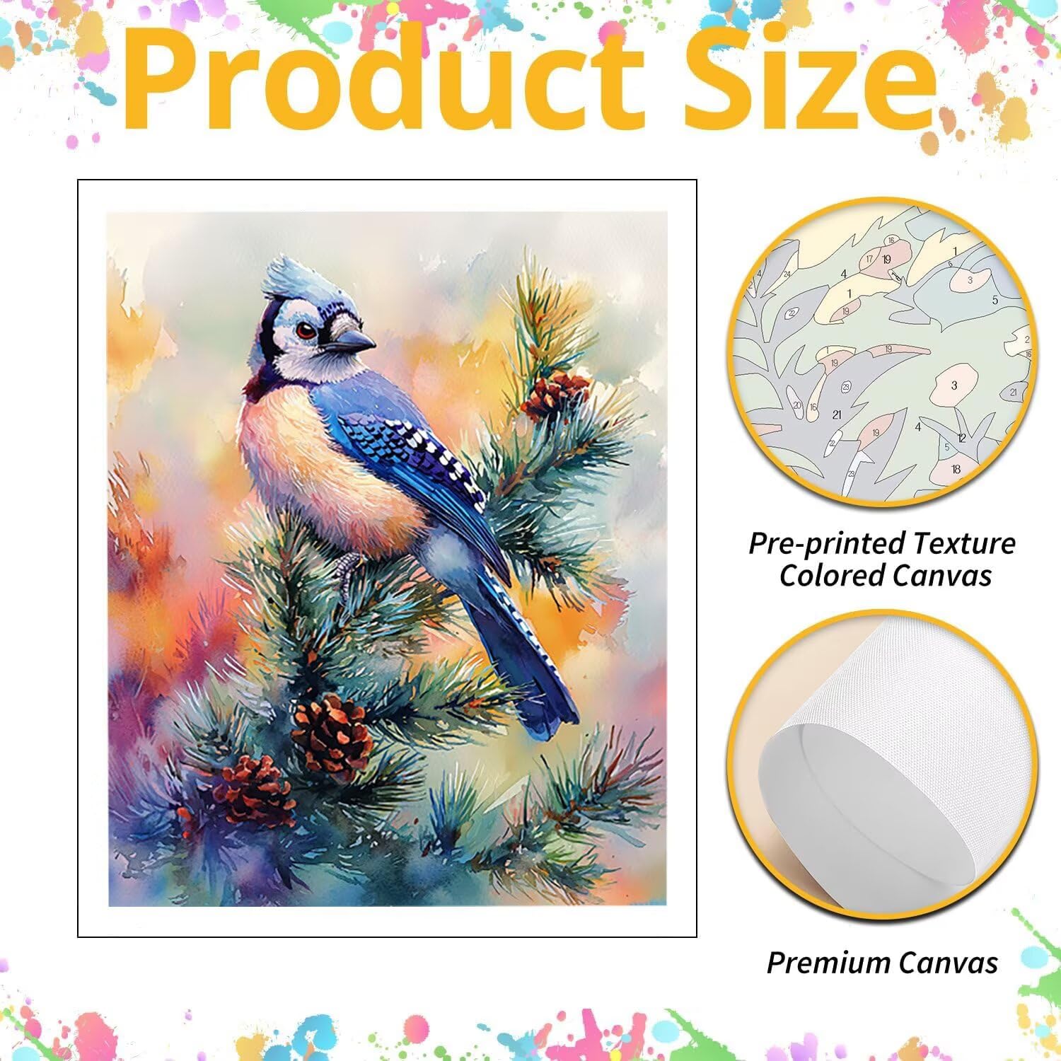 WEISHIWE Uccelli Dipingere con i Numeri per Adulti, 70x90cm a-200 | Paint by Numbers Kit con Pennelli e Acrilico Pigmento, Fai da te Olio La Pittura di Numeri Kit, Decora la Casa, senza Cornice