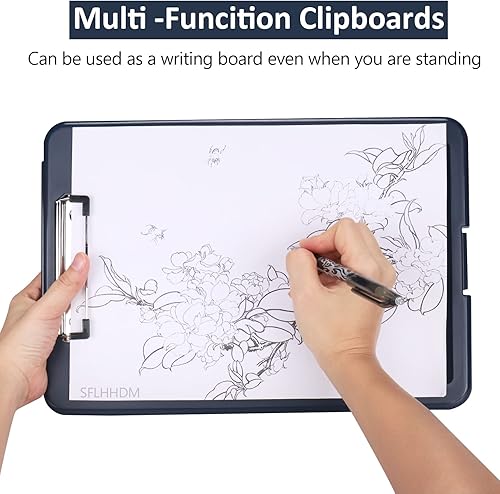 Miniatura 6 de Carpeta de portapapeles A4 con clip de folio, organizador de sujetapapeles impermeable con almacenamiento, portapapeles de enfermería, estuche