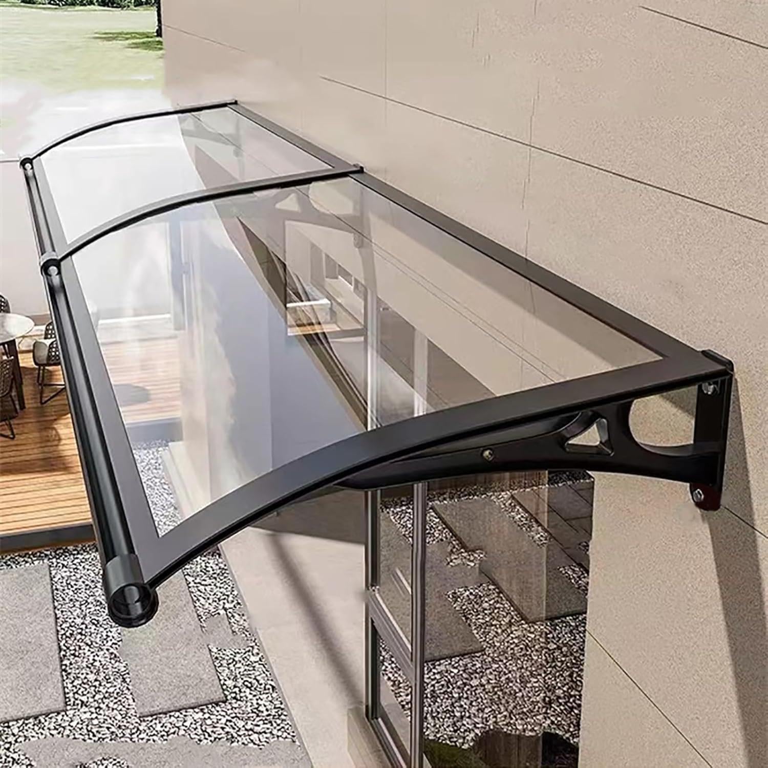 Toldo de policarbonato anticaída de nieve para evitar humedades en la puerta frontal