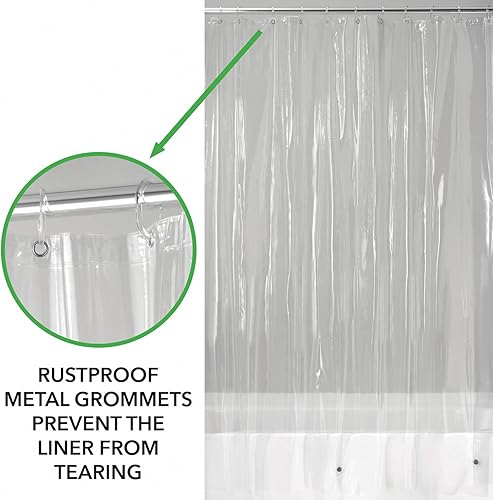 Miniatura 5 de mDesign - Paquete de 2 cortinas de ducha de vinilo de calibre 4.8 extra ancho, impermeable, resistente y de alta calidad para ducha y bañera, 108 x