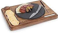 Vista 5 de PICNIC TIME Tabla giratoria para quesos con cuchillo, tablero de charcutería de disco de vinilo retro, bandeja giratoria Lazy Susan para servir