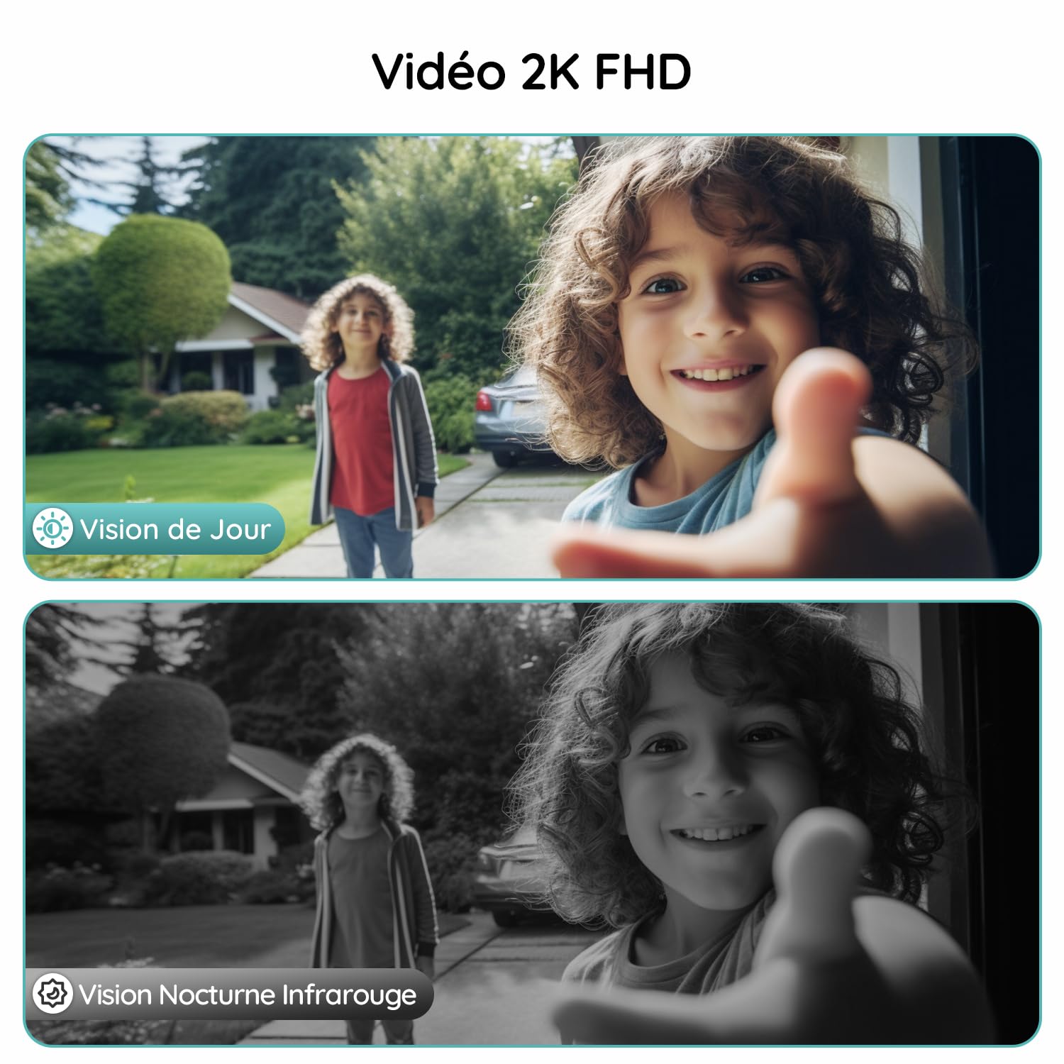 BOIFUN 2K 3MP Sonnette sans Fil Exterieur Etanche, Installation Facile,Noir | Ultra Grand Angle 166°, Détection Humaine par IA, Vision Nocturne, avec Carillon sans Fil, IP65, Wi-Fi 2,4 GHz