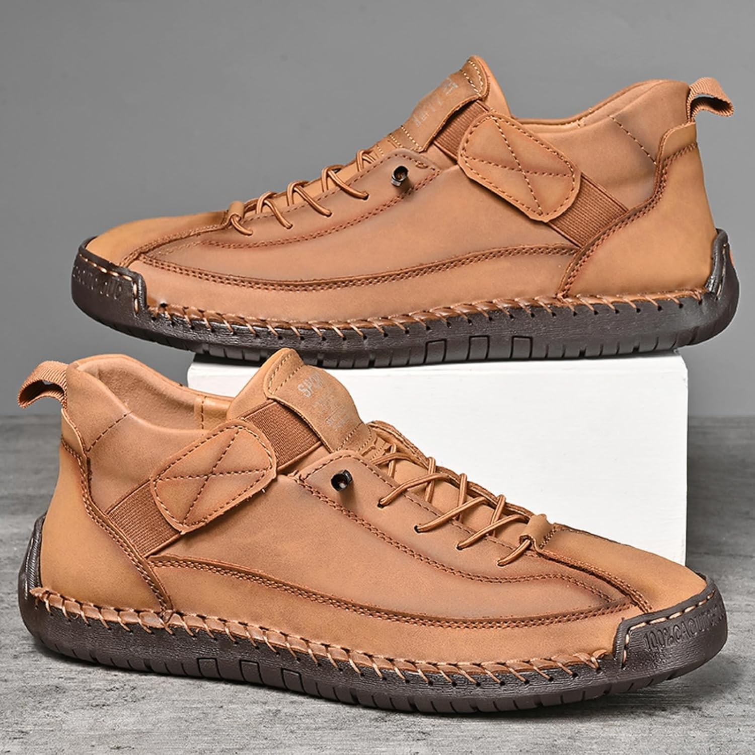 Mens Chukka Boots Non Slip Ankle Boots Loafers Casual Boots for Men Slip On Lightweight Dress Sneakers Handmade Fashion Sneakers Walking Driving Shoes - Image 8