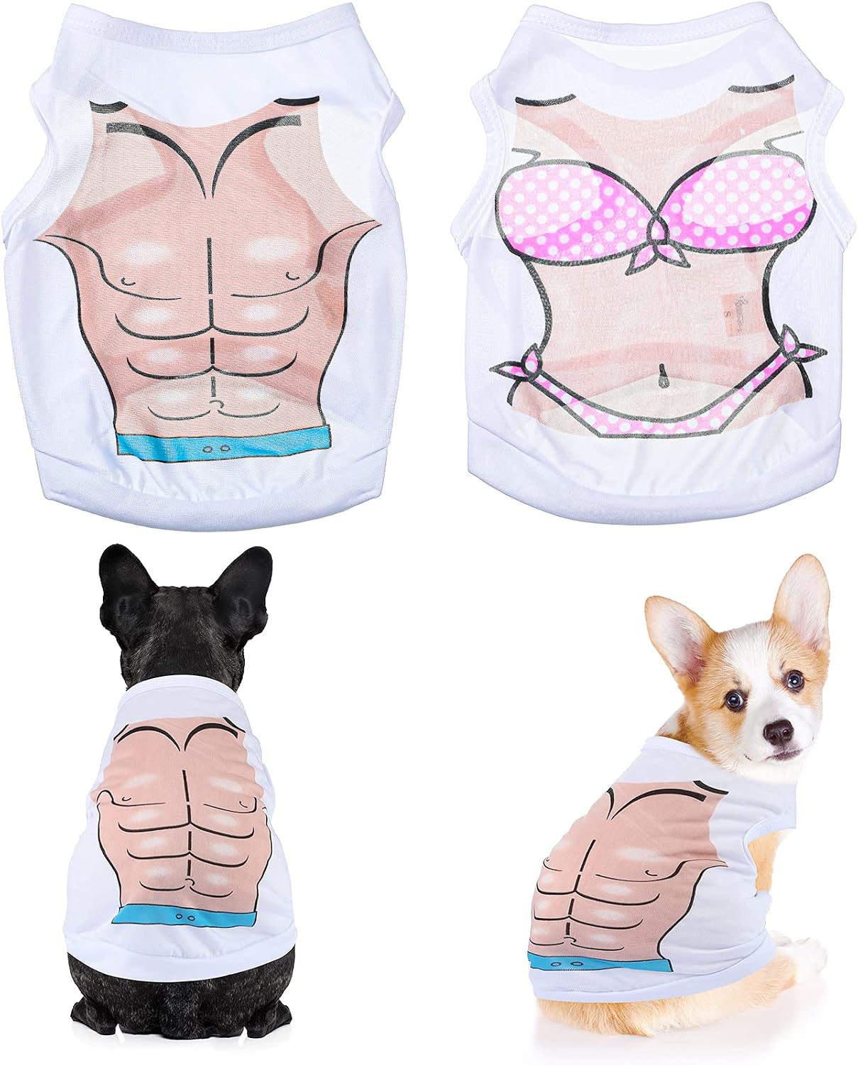 Dog Shirts Bikini Muscle Printed Pet 