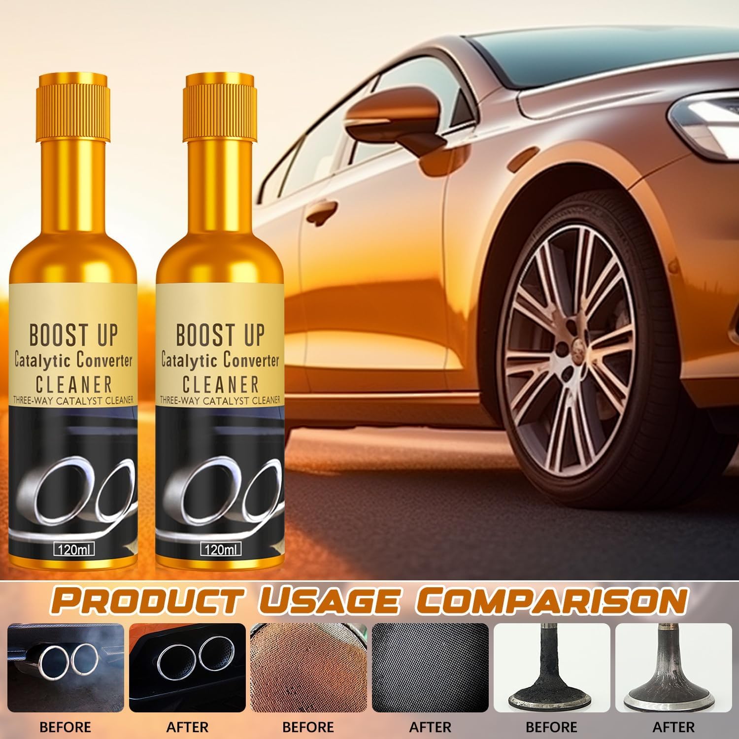 2Pcs Catalytic Converter Cleaner,Catalytic Converter Cleaner Kit,Exhaust System Pipe Carbon Removal Cleaner Treatment Additive Oil,Fuel System Treatment Oil Additive - 5