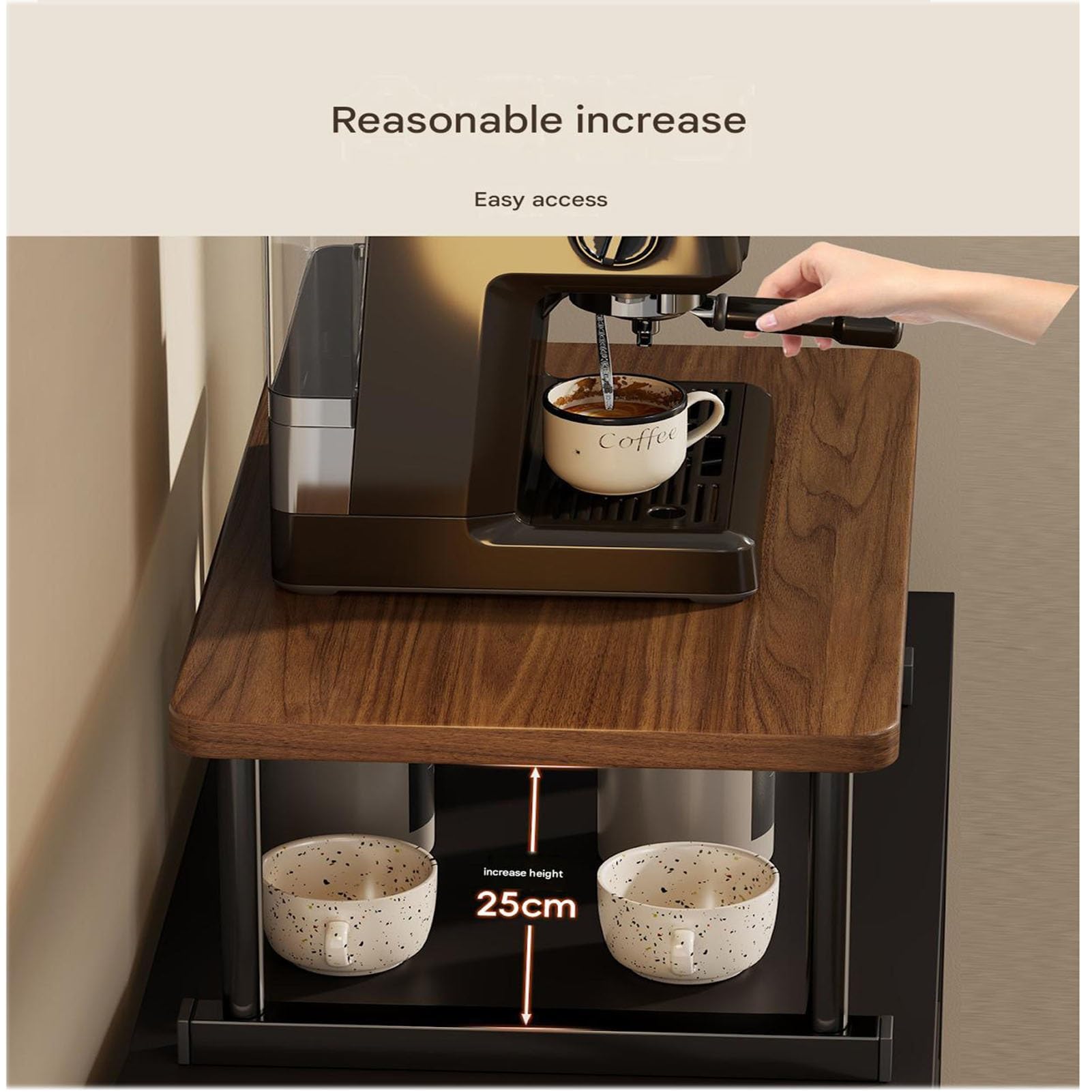 Organizador Escritorio Organizador De Estante Elevador, Soporte De Té Multifuncional De Escritorio De Madera Maciza, Almacenamiento Multifuncional, Estante De Exhibición(60 * 30 * 25CM)
