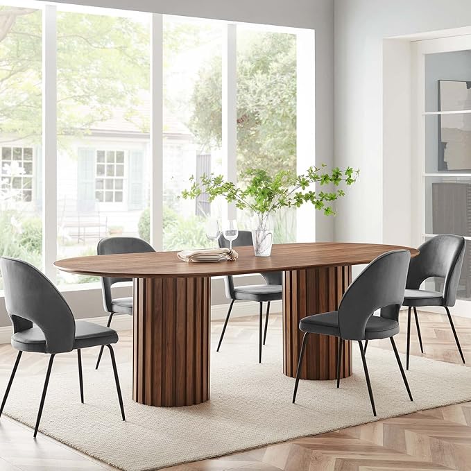 Modway Senja 95" Oval MidCentury Modern Wood Grain Dining