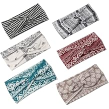 Artilady 6 Pack Wide Boho Headbands for Women - Soft Yoga Elastic Hair Bands for Girls Workout Running Sport Headwrap Non-slip Breathable Patterned