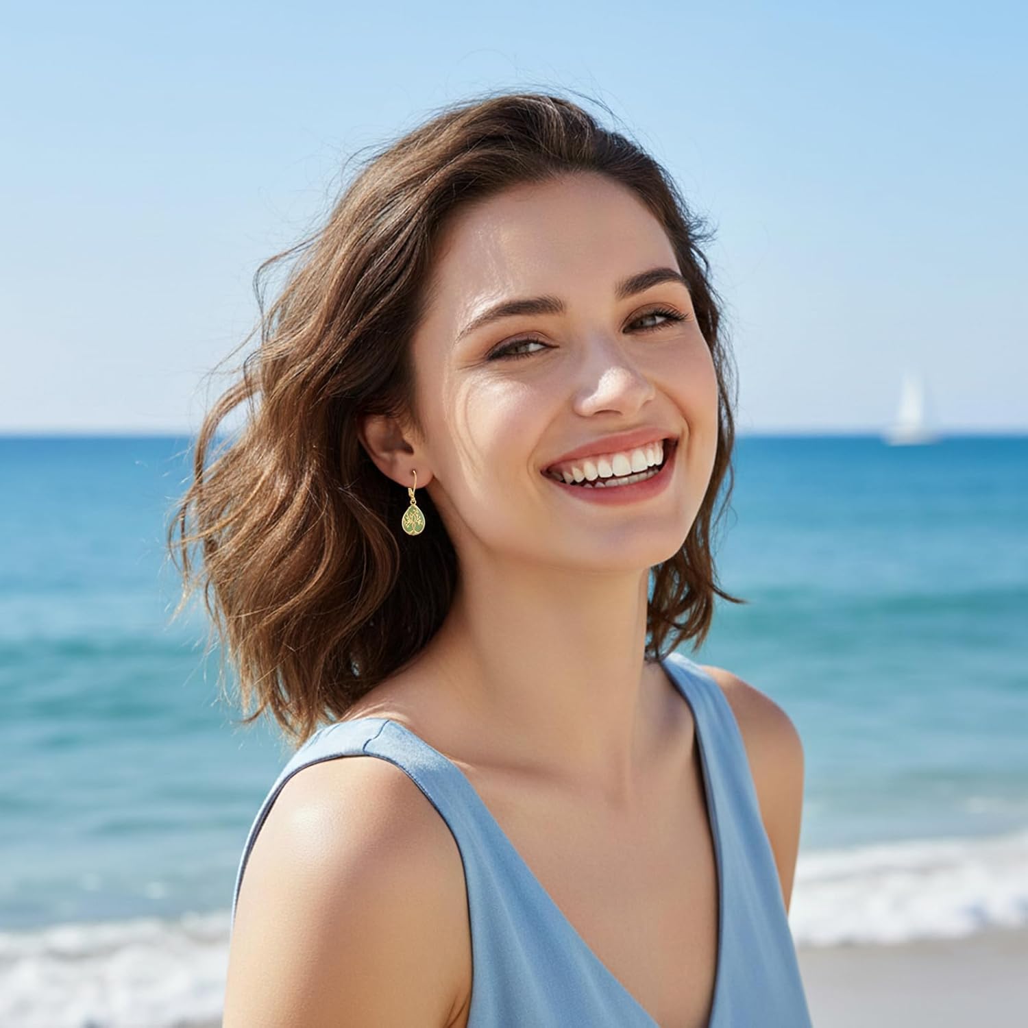 KiiKii Jade Earrings for Women 925 Sterling Silver Tree of Life/Celtic Knot/Filigree/Hummingbird/Cat Dangle Drop Earrings Jade Jewelry Gifts for Christmas Birthday - Image 5