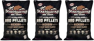 FK14 Premium All Natural Low Moisture Hardwood Smoky Hickory BBQ Smoker Pellets for Outdoor Grilling, 20 Pound Bag (Pack of 3)