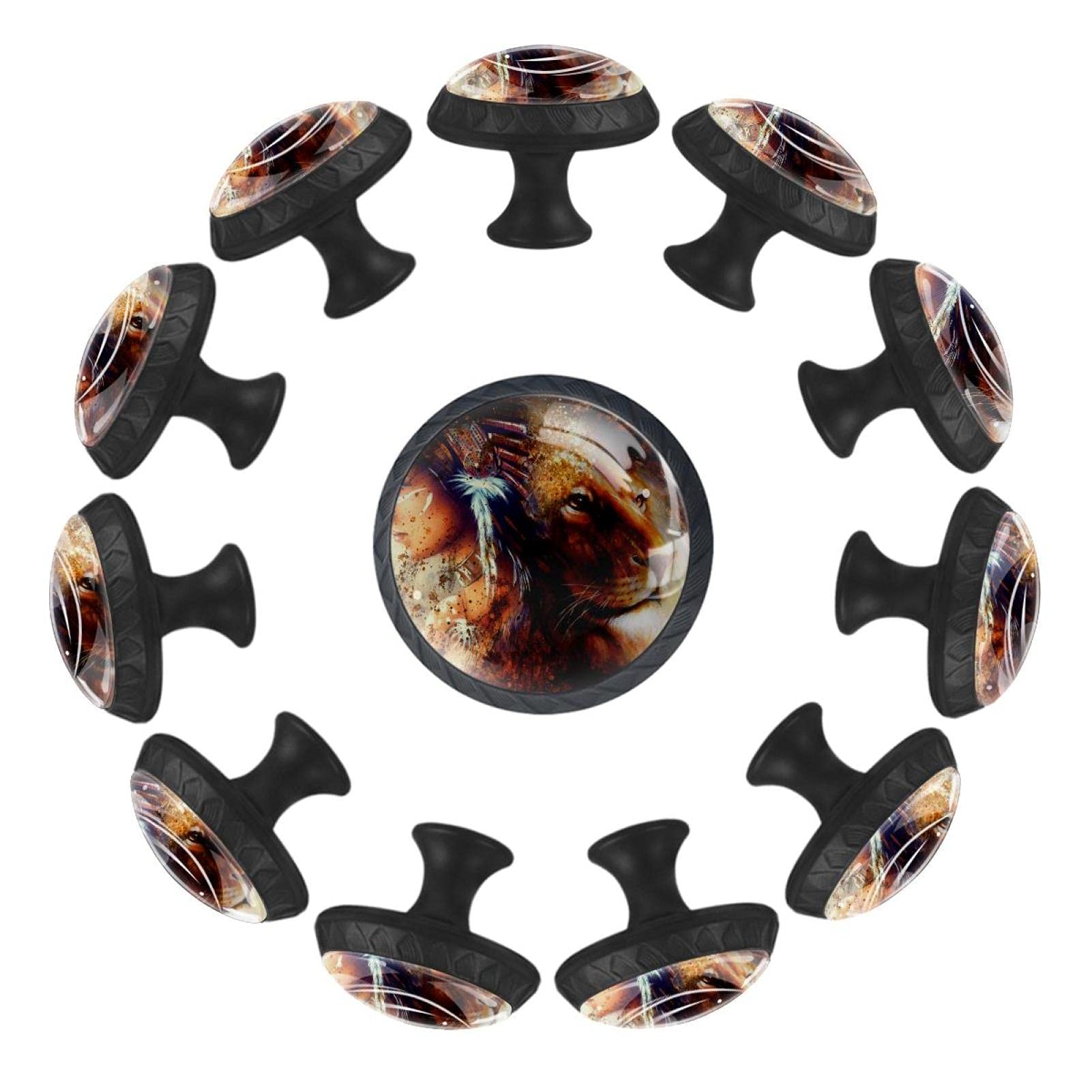 Boutons de tiroir ronds indien et lion 35mm lot de 12 pour commode
