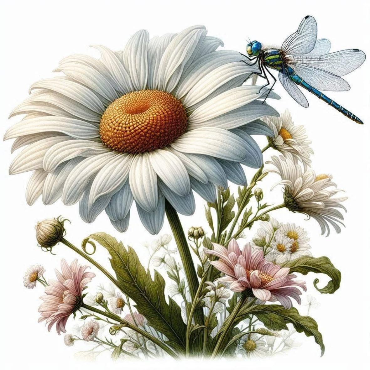Dragonfly on Flower Decal Sticker for Drink Tumblers, Adorable Funny Laptop Decals, Binders, Phones and so Much More!