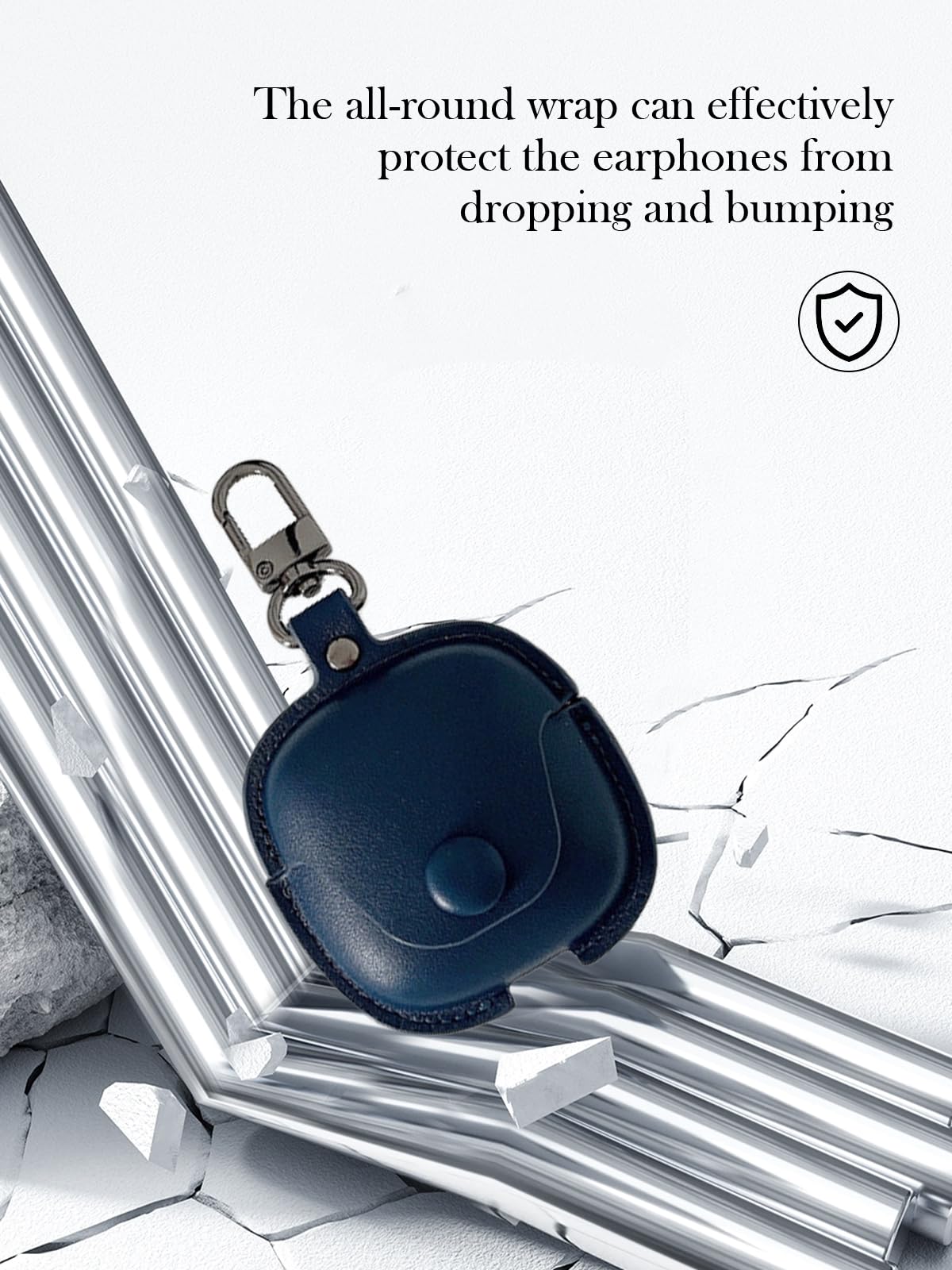 Custodia per auricolari SHOKZ OpenDots ONE, elegante e retro morbida, custodia protettiva BOVUGAC in pelle PU di alta qualità con kit di pulizia e cordino per accessori SHOKZ OpenDots ONE, blu