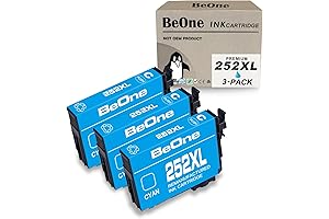BeOne Remanufactured Ink Cartridge 252XL Cyan (3-Pack) - Compatible with Specific Epson Printers