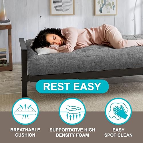 Miniatura 4 de x Mozaic - Colchón de futón estándar de tamaño matrimonial de 12 pulgadas (marco no incluido), rosa rubor básico, ideal para habitaciones de niños o