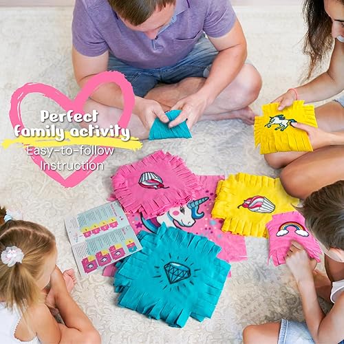 Miniatura 5 de EDUMAN Unicorn Tuck N' Atando Kits de manta de forro polar  Manualidades de bricolaje para niñas a partir de 6 años  Ideas de regalos de arte y