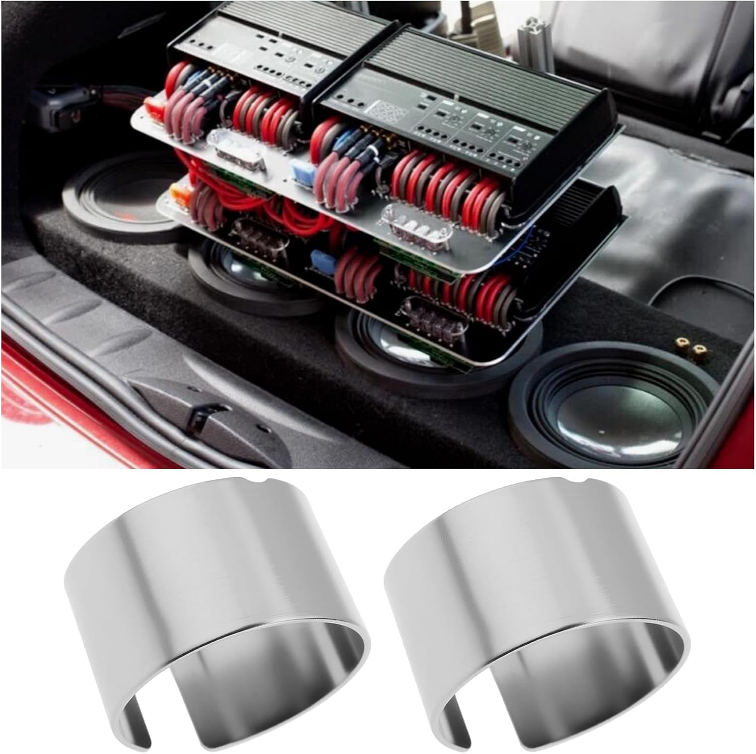 4pcs Car Battery Terminals Shims Clamps Posts Spacer Shims for in-car Audio Video Connectors, Silver