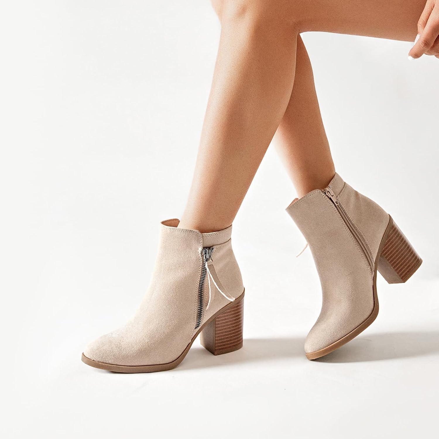 Women's Ankle Boots Low Chunky Heeled Booties Casual Comfortable Fall Winter Pointed Closed Toe Short Boots for Women. - Image 5