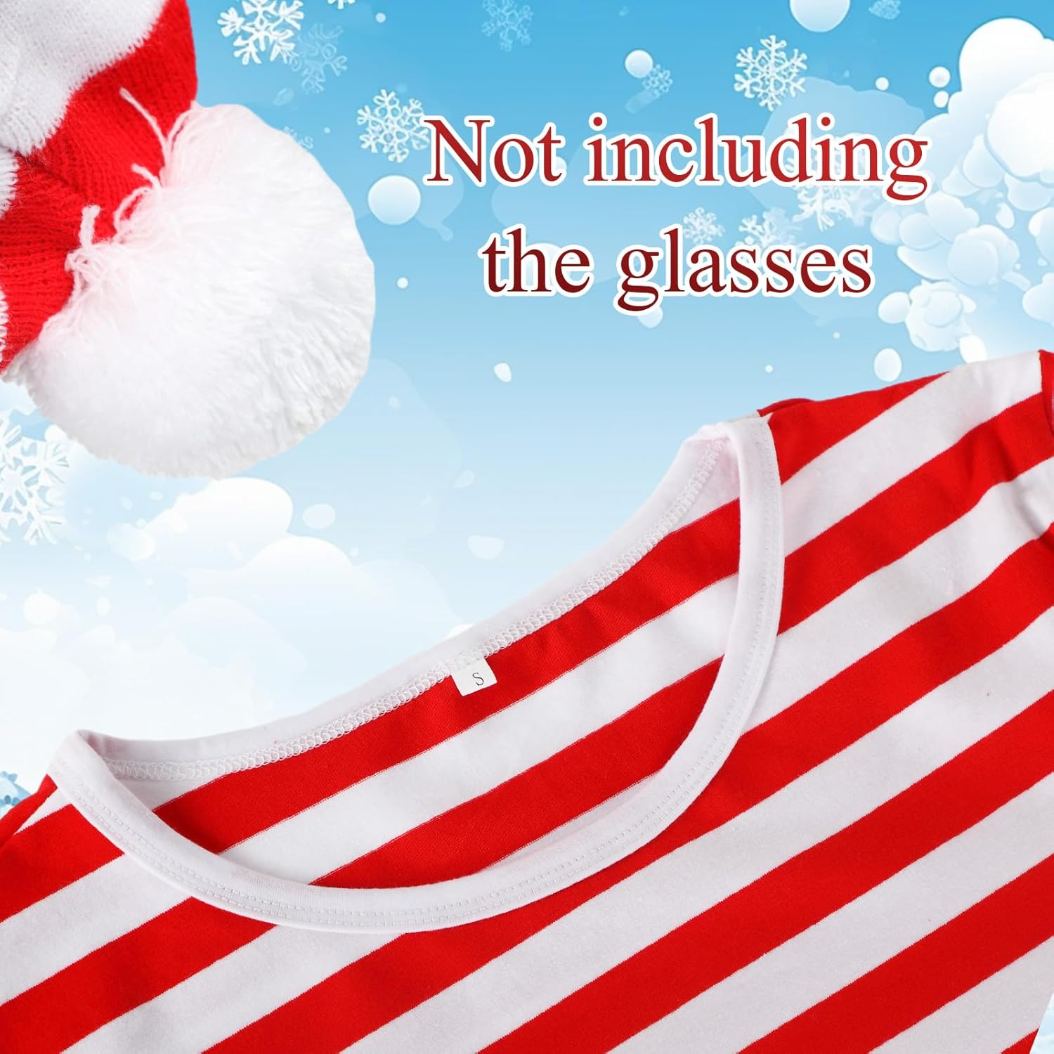 Haysandy Christmas Costume Set Striped Cosplay Shirt Hat Sock for Christmas Party Outfit - Image 2