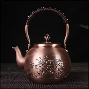 Tea Kettle 1600ML Antique Pure Copper Teapot Health Boiling Water Pot Handmade Carved Tea Pot Red Copper Tea Set 5 Style13