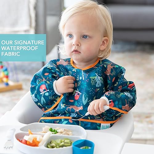 Miniatura 21 de Bumkins - Babero con mangas - Para niños y niñas, bebés y niños pequeños de 6 a 24 meses - Ligero, duradero, impermeable - Babero de manga larga -