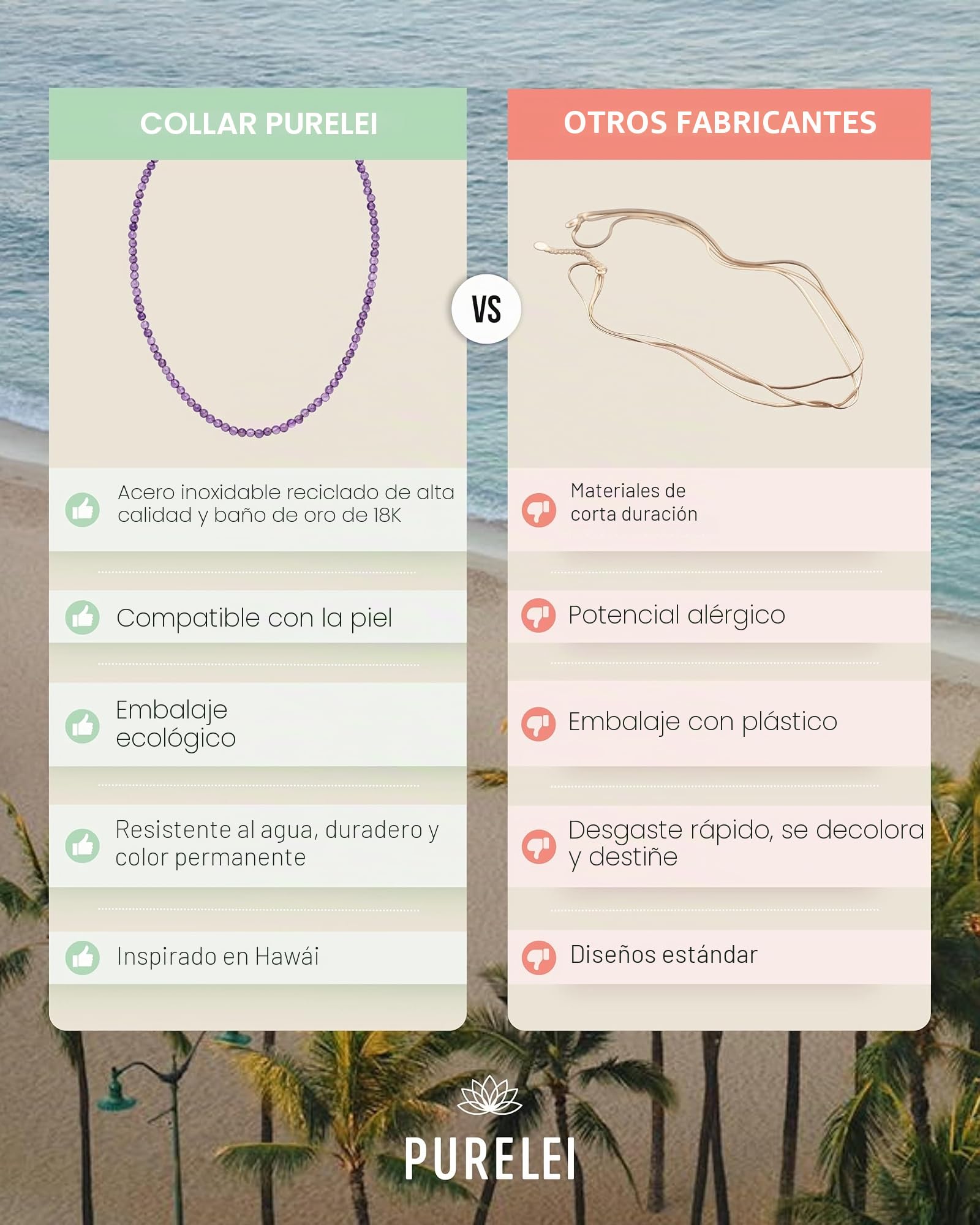 Purelei® Collar de amatista, collar para mujer de acero inoxidable resistente, collar impermeable de perlas de amatista natural, longitud ajustable de 35-40 cm