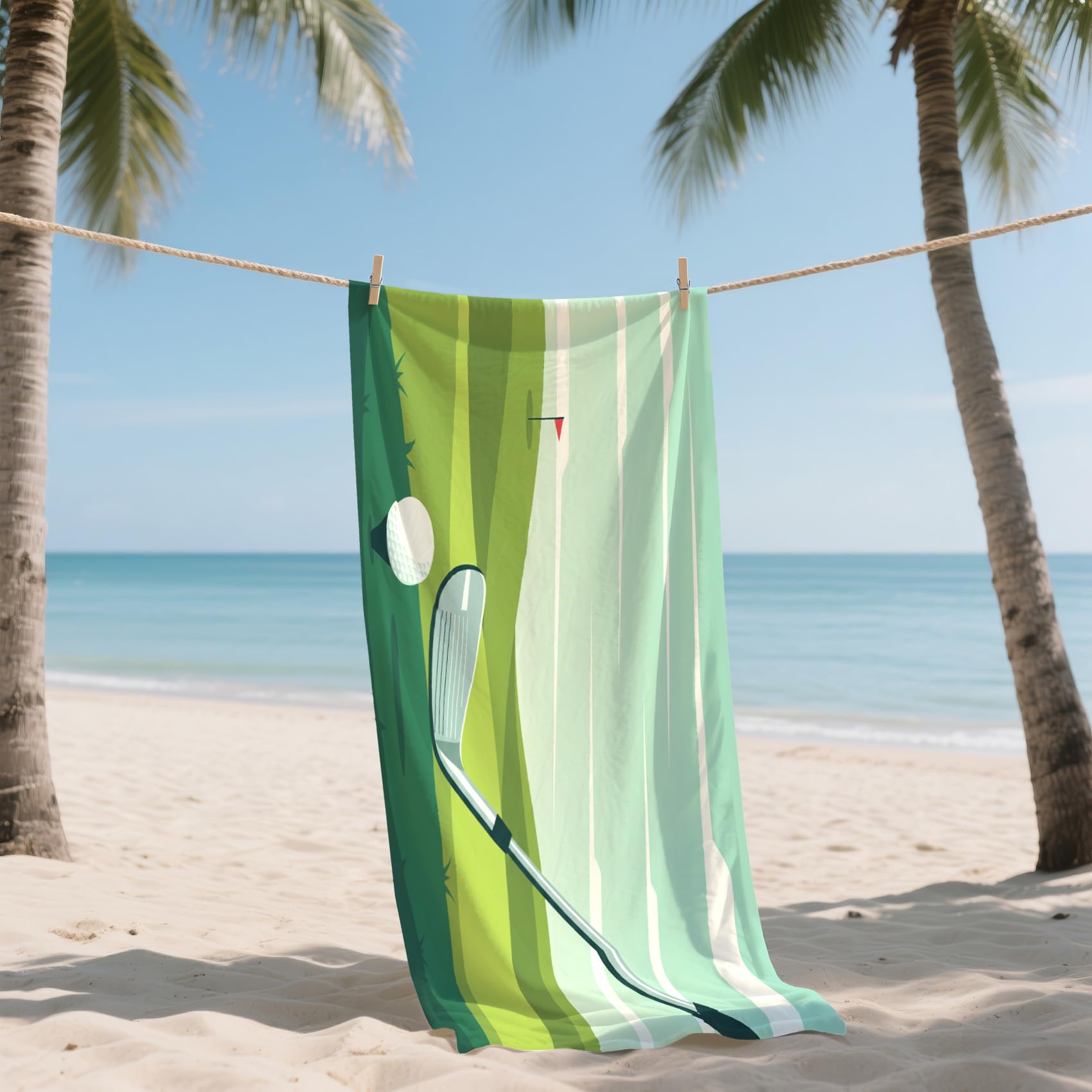 Serviette de Plage XXL Microfibre Sport Golf Ball, Drap de Plage Séchage Rapide Anti Sable & Légère, Serviette de Bain Grande Taille 100x200 cm, Accessoire & Cadeau été