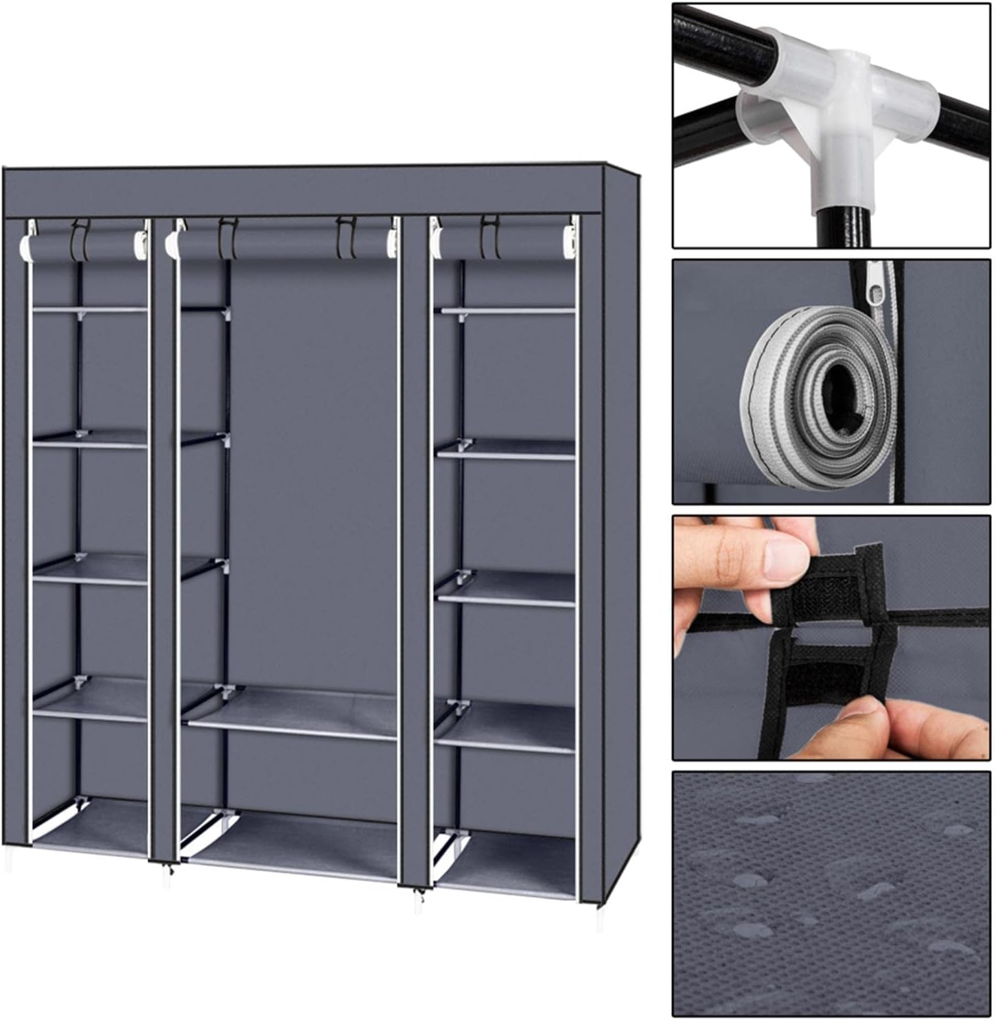 69" Portable Wardrobe Closet,Closet for Bedroom with Non-Woven Fabric for Hanging Clothes